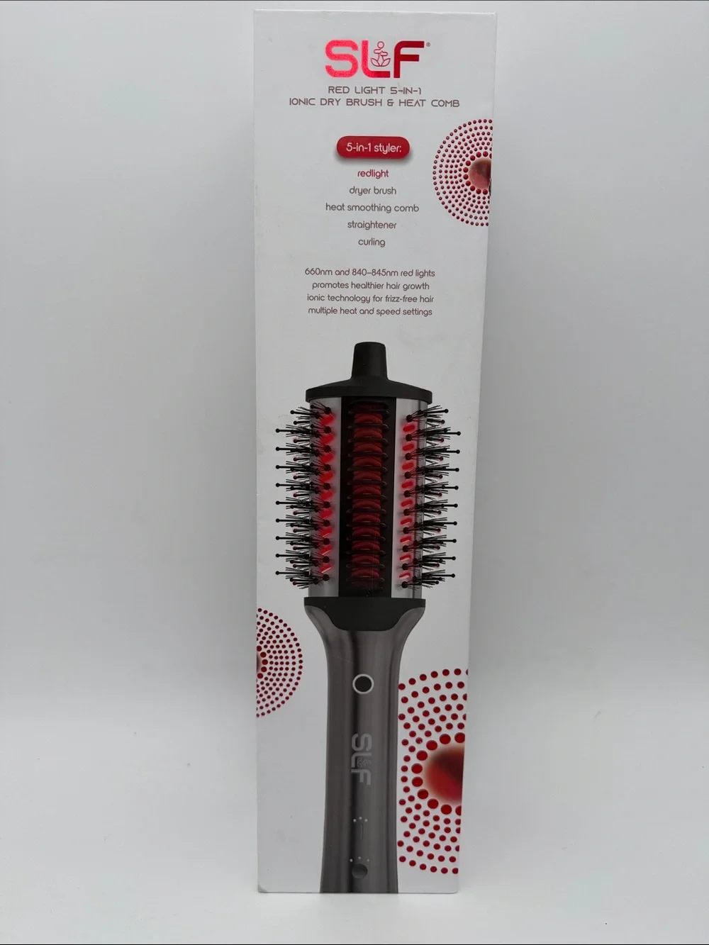 SLF Red Light Therapy 5-In-1 Ionic Dry Hair Brush & Heat Combo